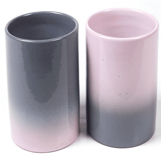 Duo pots  cylindrique bicouleurs Duo rose gris  - Ø12 H15