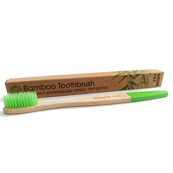 Brosse à Dents en Bambou Biodégradable – Vert  - GREEN 724