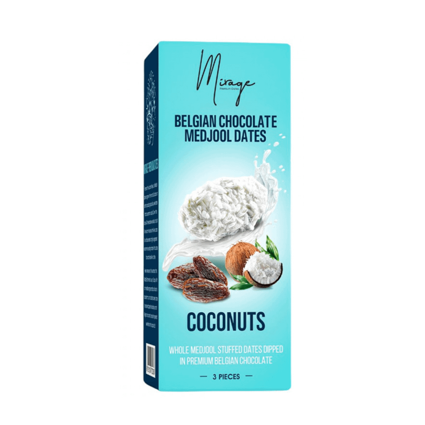 Dattes Mejhool au chocolat belge à la noix de coco  - 3 Pièces 