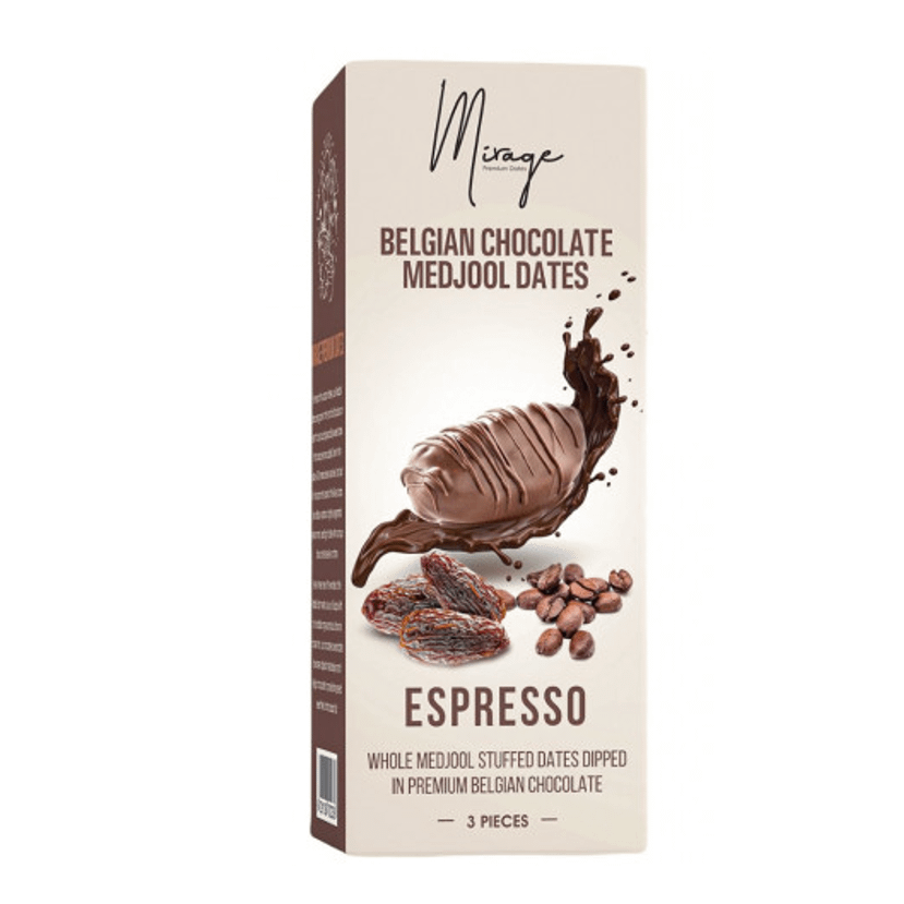 Dattes Mejhool au chocolat belge à l'espresso - 3 Pièces 