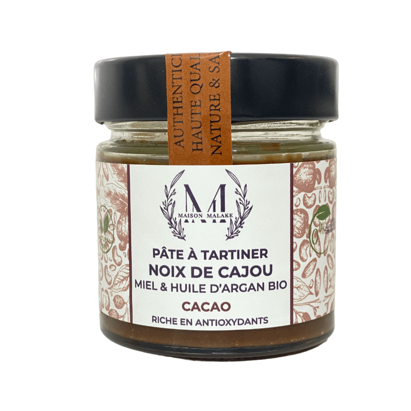 Pâte à tartiner Noix de Cajou  Miel & Huile d'Argan Bio Cacao 