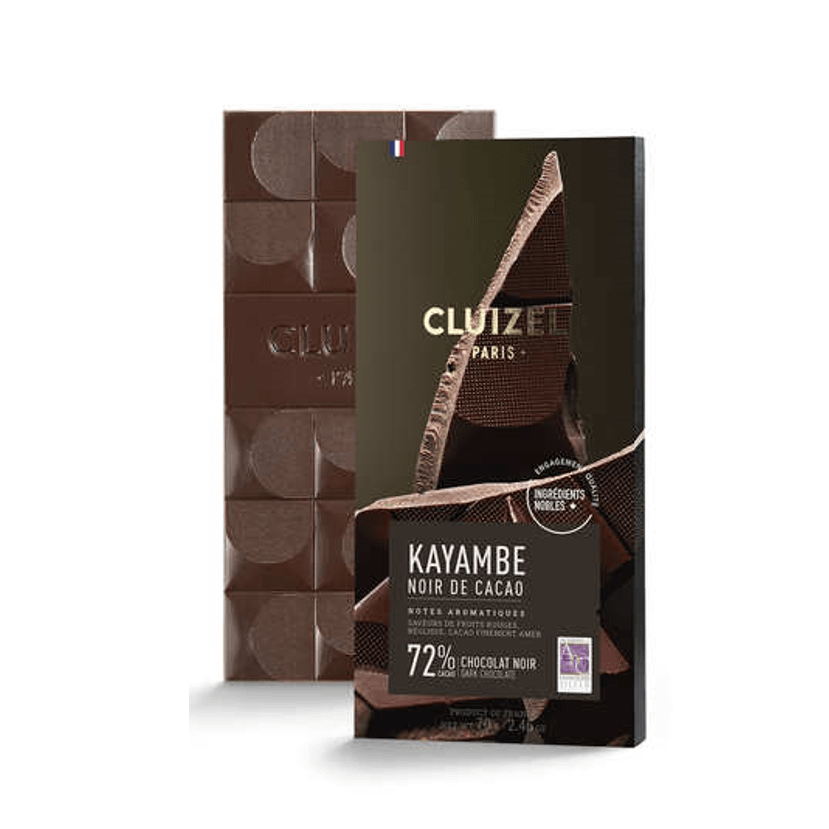 Tablette de chocolat noir Cluizel - Kayambe Noir de cacao 72% - 70 g