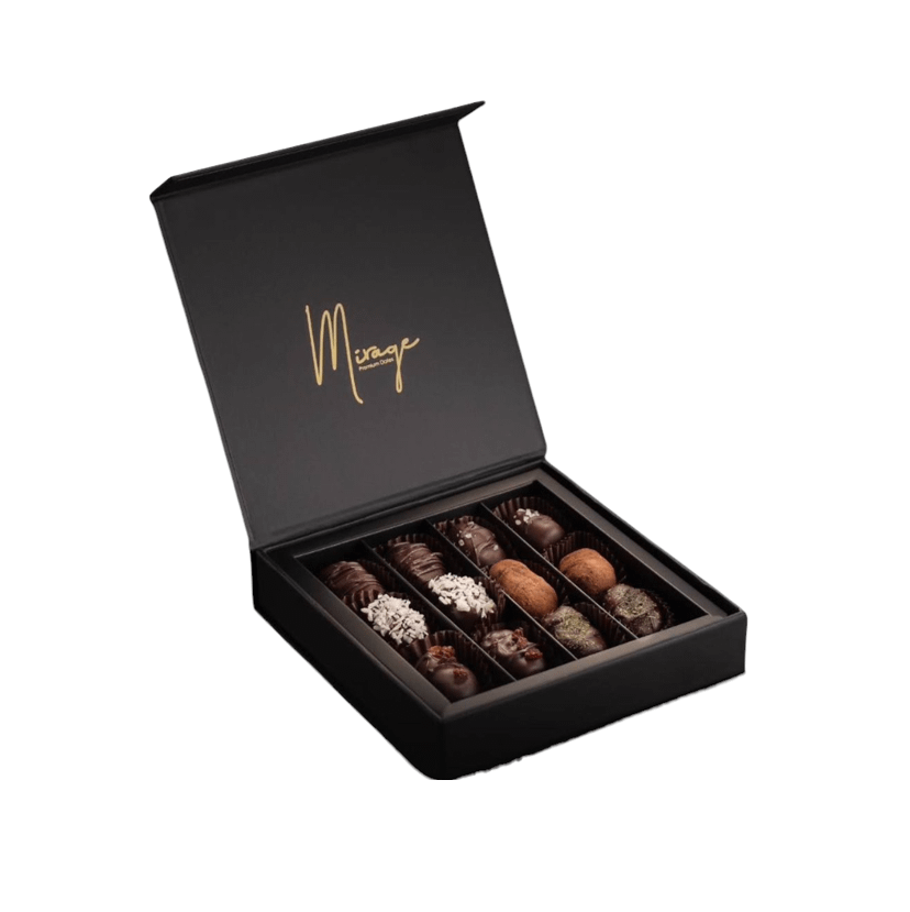 Collection des dattes madjhoul au chocolat noir  - 12 Pieces 