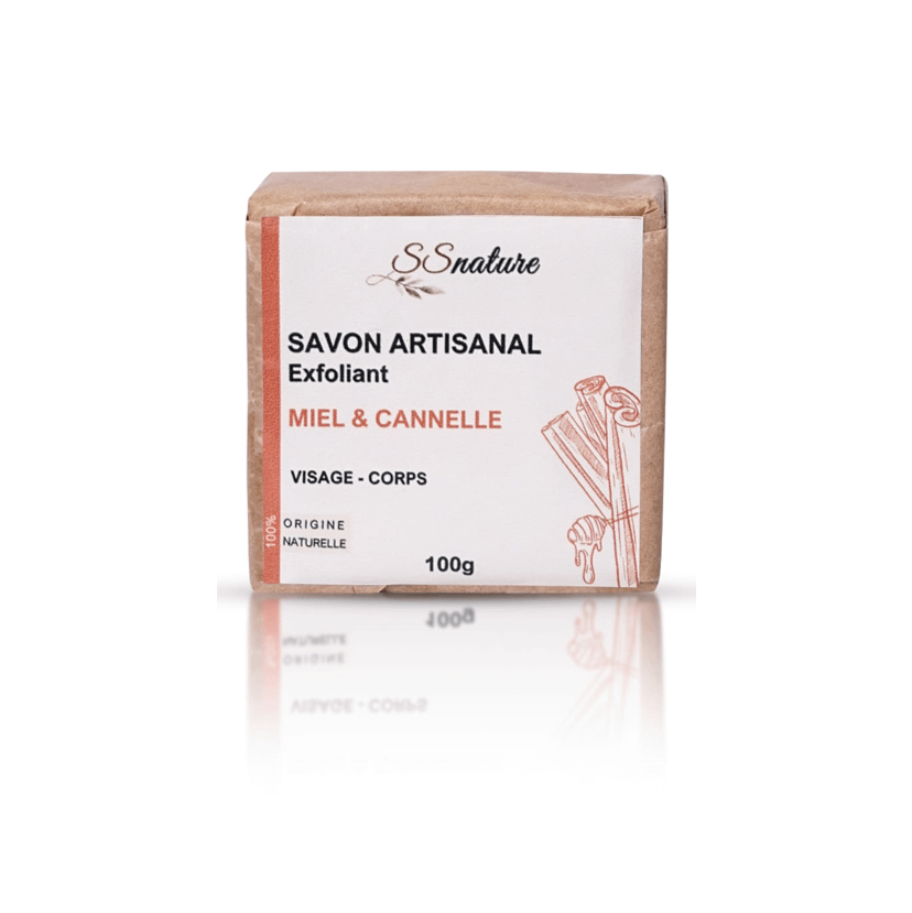 Savon naturel artisanal  Exfoliant  Miel & Cannelle